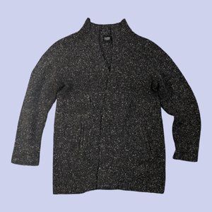 Eileen Fisher | Women's Lambswool Long Cardigan Speckled Charcoal Petite Large